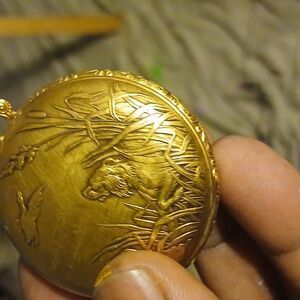 Andre Rivalle or Majestime 17 jewel gold-tone mechanical pocket watch